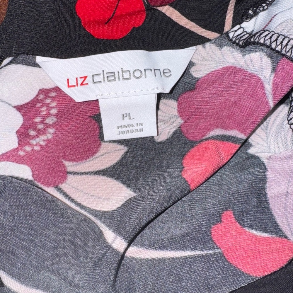 Liz Claiborne Black and Red Floral Blouse - Picture 3 of 5